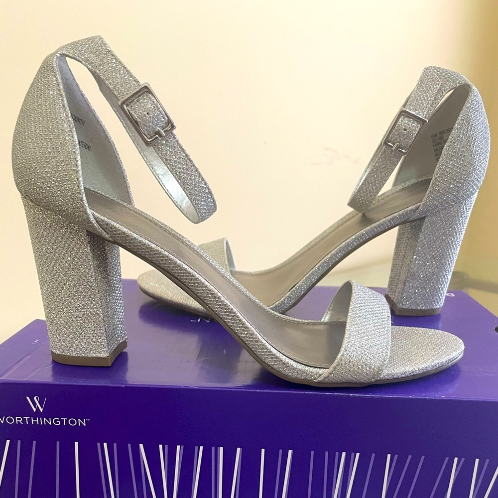 Size 8.5 silver heels